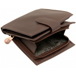 1642 Two Fold Mens Leather Tab Wallet with Coin Tray