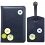 1642 Buttons Applique Leather Passport Holder and Luggage Tag Navy