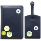 1642 Buttons Applique Leather Passport Holder and Luggage Tag