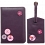 1642 Buttons Applique Leather Passport Holder and Luggage Tag Purple