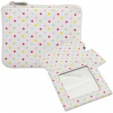 1642 Polka Leather Coin Purse and Mirror Gift Set (White)