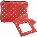 1642 Polka Leather Coin Purse and Mirror Gift Set (Red)