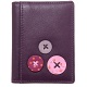 1642 Buttons Applique Slim Leather Credit Card Holder / Wallet