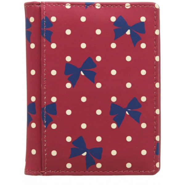 1642 Polka Slim Leather Credit Card Holder / Wallet (Bow Print)