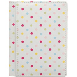 1642 Polka Slim Leather Credit Card Holder / Wallet (White)