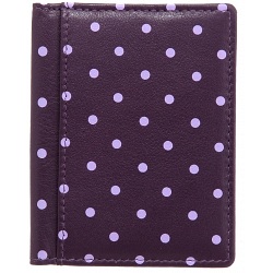 1642 Polka Slim Leather Credit Card Holder / Wallet (Purple)