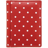 1642 Polka Slim Leather Credit Card Holder / Wallet (Red)