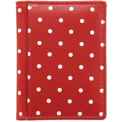 1642 Polka Slim Leather Credit Card Holder / Wallet (Red)