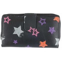 1642 Stars Large Leather Flap Over Purse with Coin Pocket