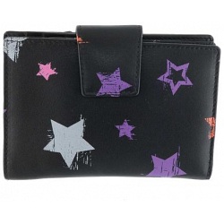 1642 Stars Medium Leather Flap Over Purse with Coin Pocket