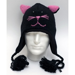 Animal Beanies Black Cat Woollen Adult / Kids Winter Beanie Cap / Hat