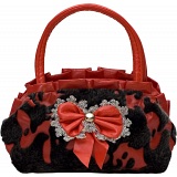 Baeres Black / Red Hairy Gothic Bow Mini Handbag / Evening Bag