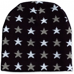 Baeres Stars Black Winter Goth / Gothic / Emo Beanie Cap