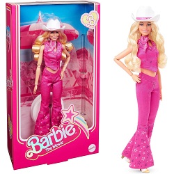 Barbie Movie Doll - Margot Robbie As Barbie - Collectible Doll Wearing Pink Western Outfit with Stars and Cowboy Hat​​​​ - HPK00