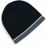 Beechfield Black / Grey Heavy Gauge Knitted Winter Beanie Cap