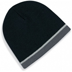 Beechfield Black / Grey Heavy Gauge Knitted Winter Beanie Cap