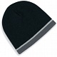 Beechfield Black / Grey Heavy Gauge Knitted Winter Beanie Cap