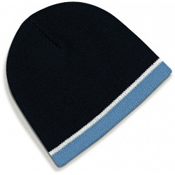 Beechfield Navy / Sky Blue Heavy Gauge Knitted Winter Beanie Cap