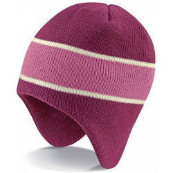 Beechfield Mulberry Pink Heavy Gauge Knitted Peru Winter Beanie Cap