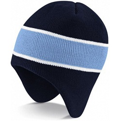 Beechfield Navy / Sky Blue Heavy Gauge Knitted Peru Winter Beanie Cap