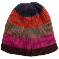 Ichi Multicolour Stripe Heavy Gauge Knitted Winter Beanie Cap Ichi Multicolour Stripe Heavy Gauge Knitted Winter Beanie Cap