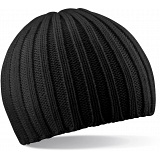 Beechfield Black Chunky Knit Winter Beanie Cap