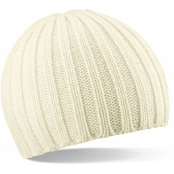 Beechfield Off White Chunky Knit Winter Beanie Cap