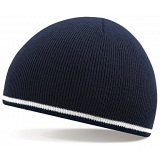 Beechfield French Navy / White Stripe Winter Beanie Cap