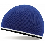Beechfield Royal Blue / White / Black Stripe Winter Beanie Cap