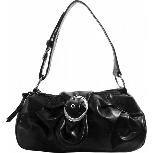 Charley Clark Small Black Faux Leather Grab Handbag / Shoulder Bag