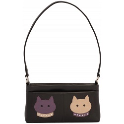 Ciccia Cat Face With Collar Leather Evening Bag / Mini Handbag