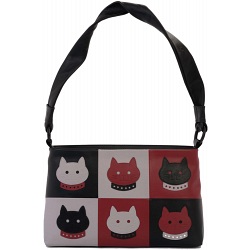Ciccia Cat Face With Collar Leather Underarm Bag / Handbag