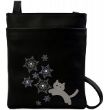 Ciccia Cat And Snowflakes Leather X Cross Body Bag / Handbag