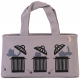 Ciccia Alley Cat Trash Can Leather Grab Bag / Handbag