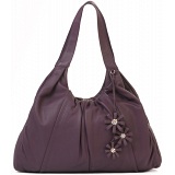 Ciccia Hanging Flower Scoop Leather Underarm Shoulder Bag / Handbag