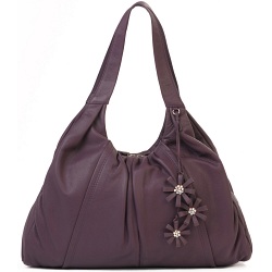 Ciccia Hanging Flower Scoop Leather Underarm Shoulder Bag / Handbag