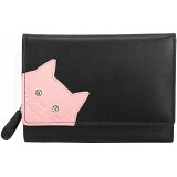 Ciccia Cheeky Cat Face Medium Leather Tri-Fold Purse / Wallet