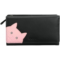 Ciccia Cheeky Cat Face Large Leather Tri-Fold Purse / Wallet