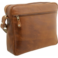 Detour Zip Top Leather Messenger Bag (Tan) Detour Zip Top Leather Messenger Bag (Tan)