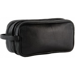 Global Traveller Genuine Leather Zip Top Wash Bag Global Traveller Genuine Leather Zip Top Wash Bag