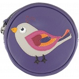 Harness Bird Applique Circular Leather Coin Purse