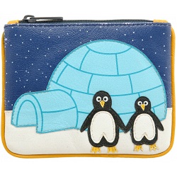 Harness Penguin Zip Top Applique Leather Coin Purse Harness Penguin Zip Top Applique Leather Coin Purse