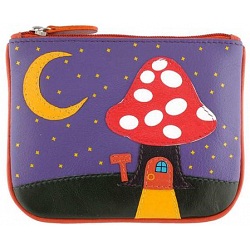 Harness Toadstool and Moon Applique Leather Coin Purse Harness Toadstool and Moon Applique Leather Coin Purse