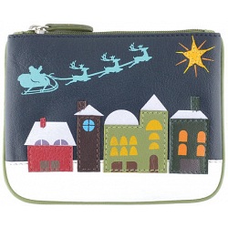 Harness Christmas Scene Applique Leather Coin Purse Harness Christmas Scene Applique Leather Coin Purse