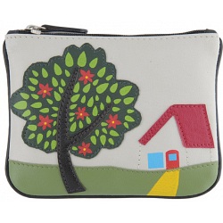 Harness Petal Tree Applique Leather Coin Purse