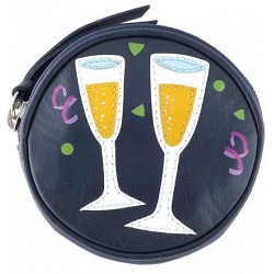 Harness Party Scene Applique Circular Leather Coin Purse Harness Party Scene Applique Circular Leather Coin Purse