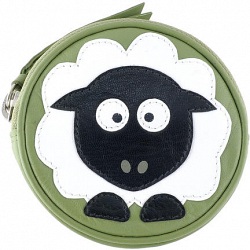 Harness Sheep Applique Circular Leather Coin Purse Harness Sheep Applique Circular Leather Coin Purse
