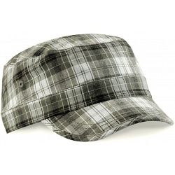 Beechfield Grey Plaid Army Style Fashion Baseball Cap