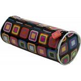 Kubi Kaleidoscope Retro Squares Fashion Cylinder PVC Pencil Case