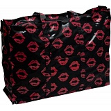 Lindy Lou Lips PVC Showerproof Shoulder Bag / Shopping Tote Bag Black